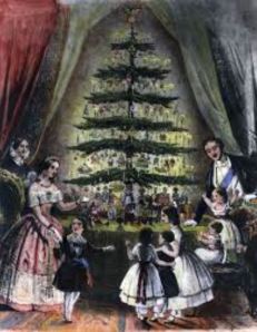 Queen Victoria and her family in front of a Christmas Tree